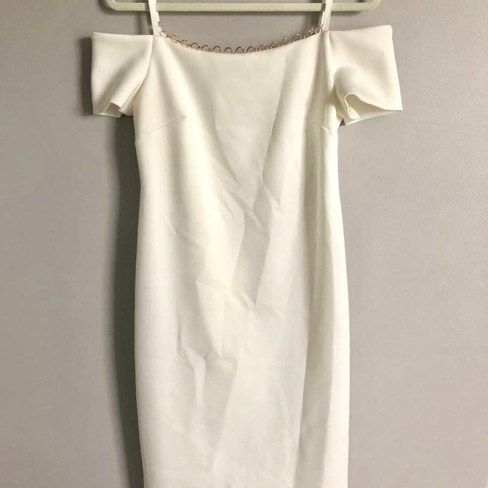calvin klein off the shoulder scuba dress